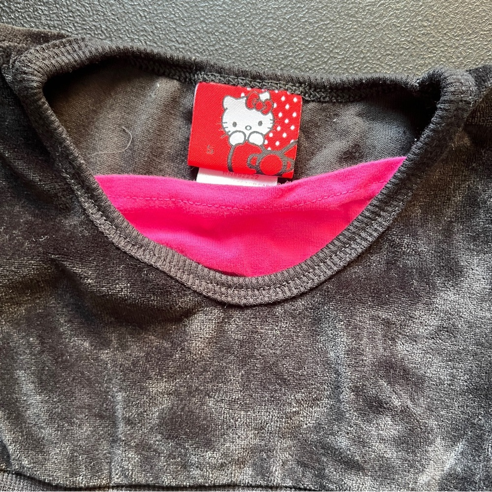 Hello Kitty Sanrio Velour Dress Black Pink Sequin Girls Size 5 Y2K Inspired - Picture 5 of 11
